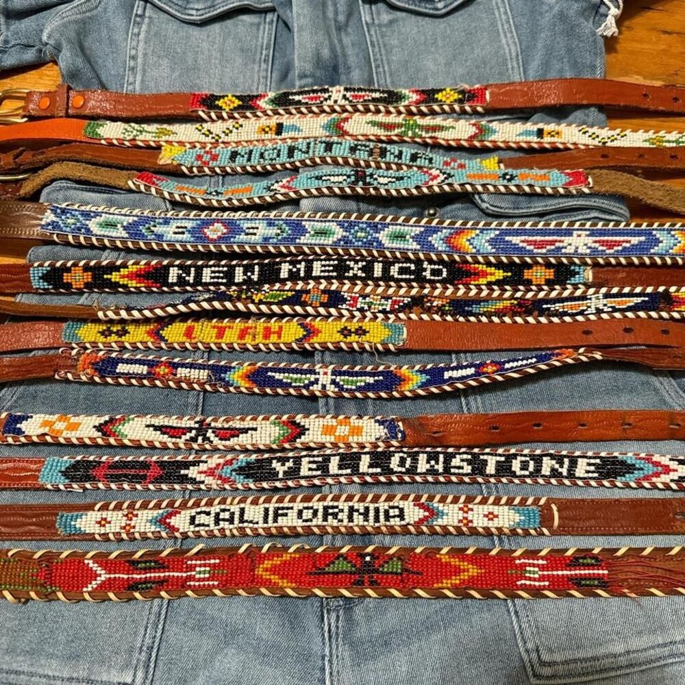Handbeaded Hat Belts and‎ a few belts- see measurements . *Pricing is for only 1 - Picture 3 of 8